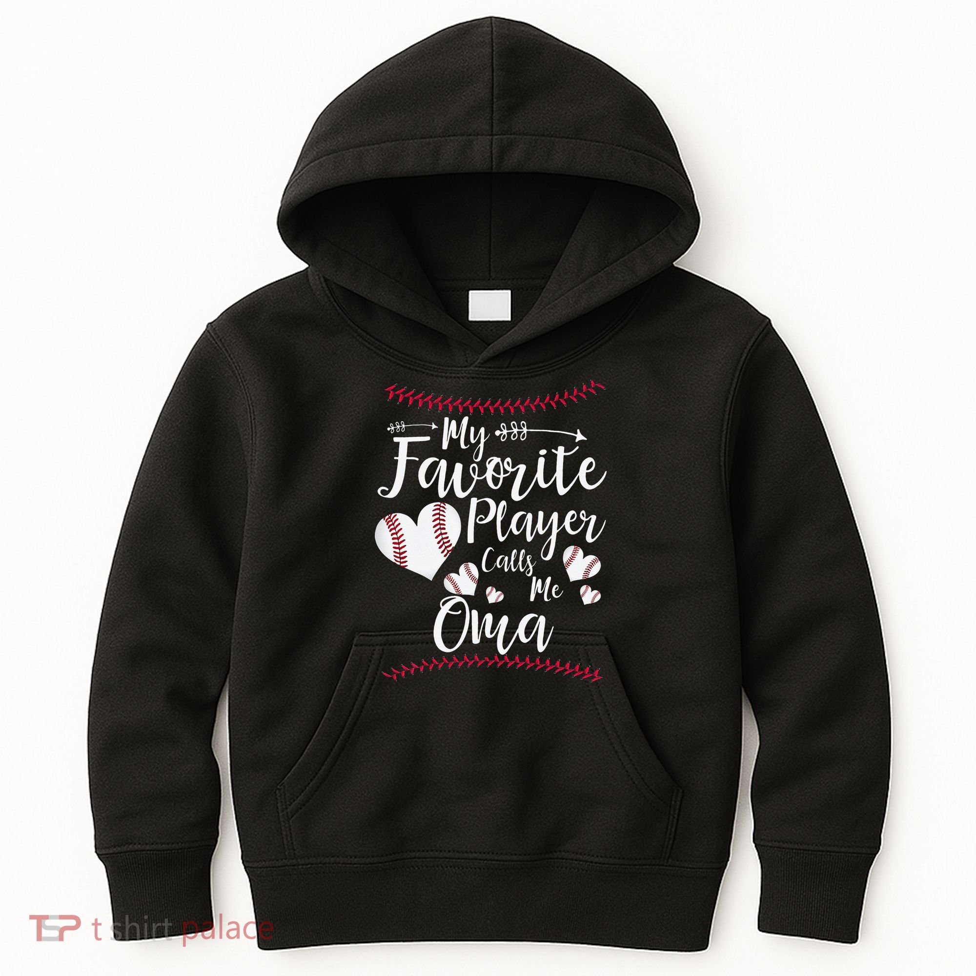 Heart My Favorite Player Calls Me Oma Baseball Kids Hoodie