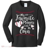 Heart My Favorite Player Calls Me Oma Baseball Kids Long Sleeve Shirt thumb 0