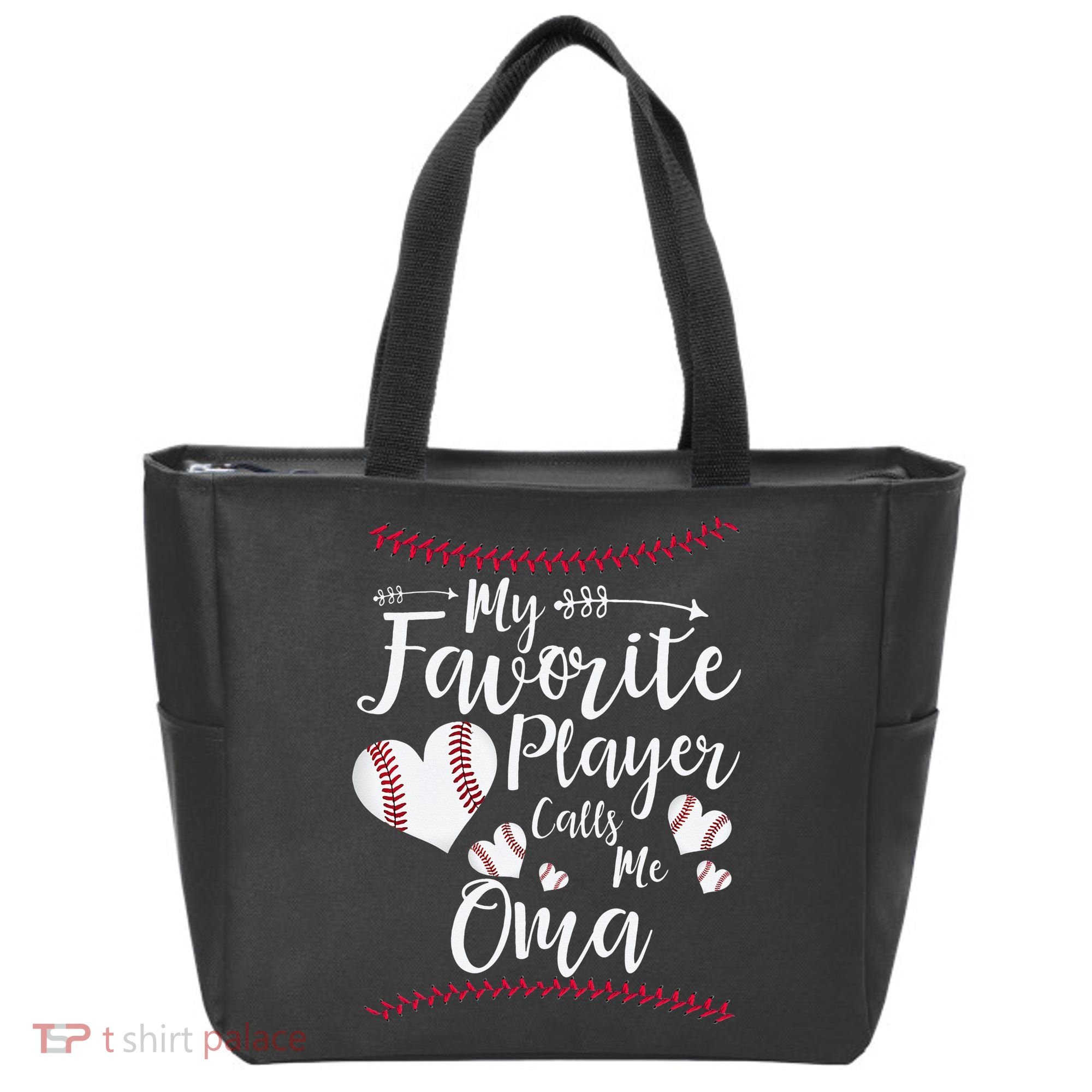 Heart My Favorite Player Calls Me Oma Baseball Tote Bag