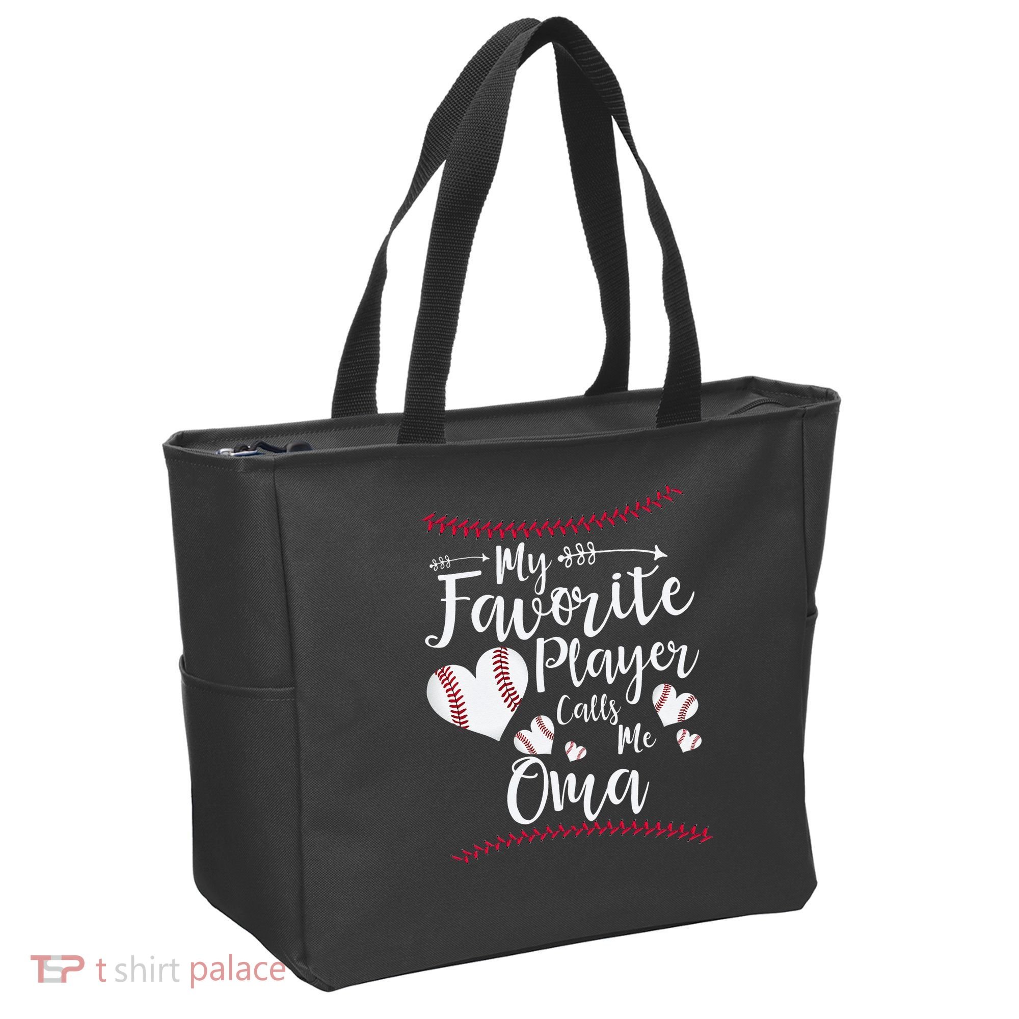 Heart My Favorite Player Calls Me Oma Baseball Tote Bag