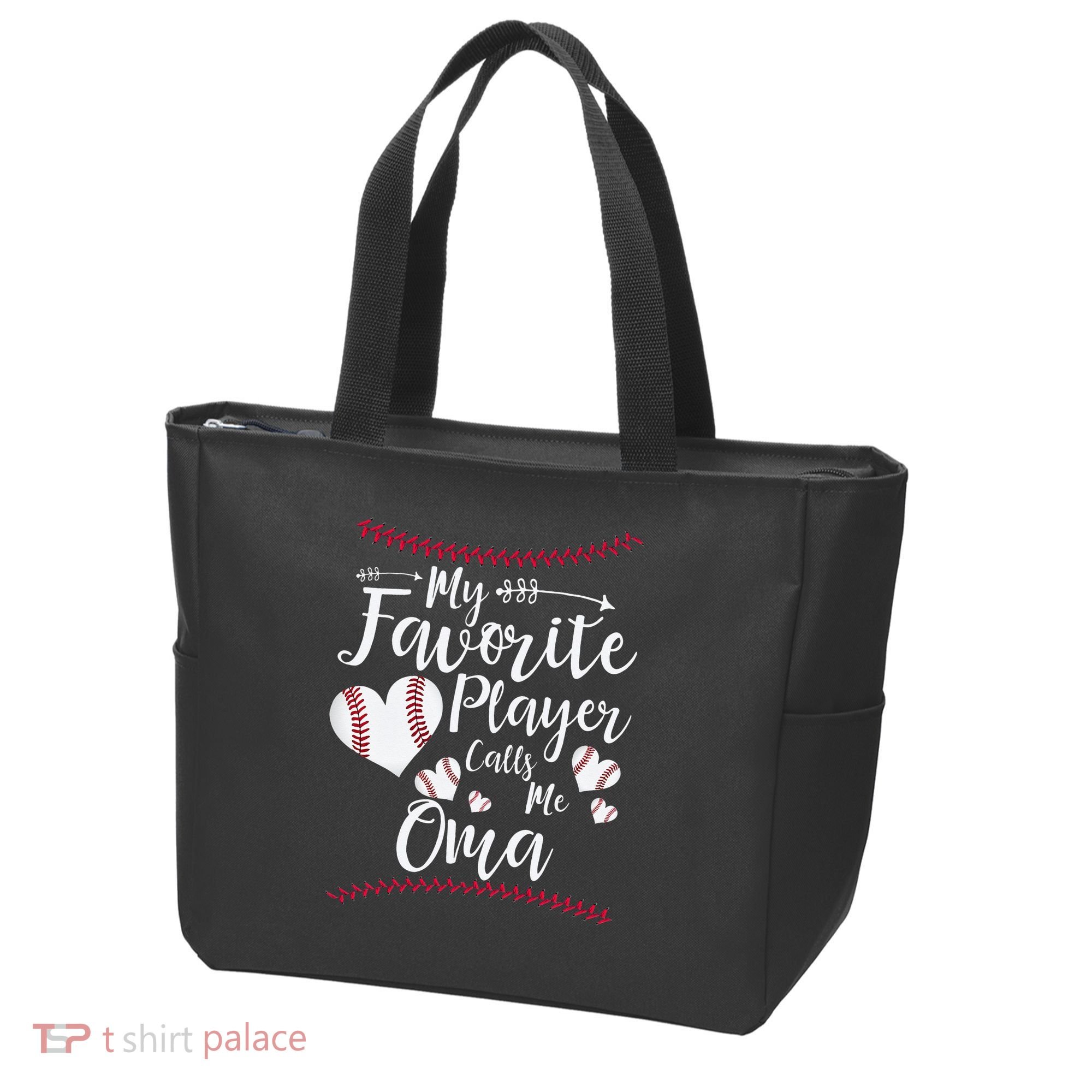 Heart My Favorite Player Calls Me Oma Baseball Tote Bag