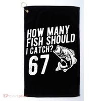 How Many Fish Should I Catch 67 6-7 Meme Funny Golf Towel thumb 0