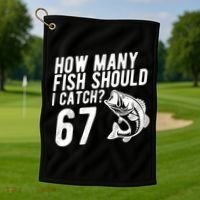 How Many Fish Should I Catch 67 6-7 Meme Funny Golf Towel thumb 1