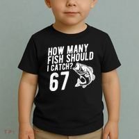 How Many Fish Should I Catch 67 6-7 Meme Funny Toddler T-Shirt thumb 2