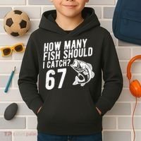 How Many Fish Should I Catch 67 6-7 Meme Funny Kids Hoodie thumb 2