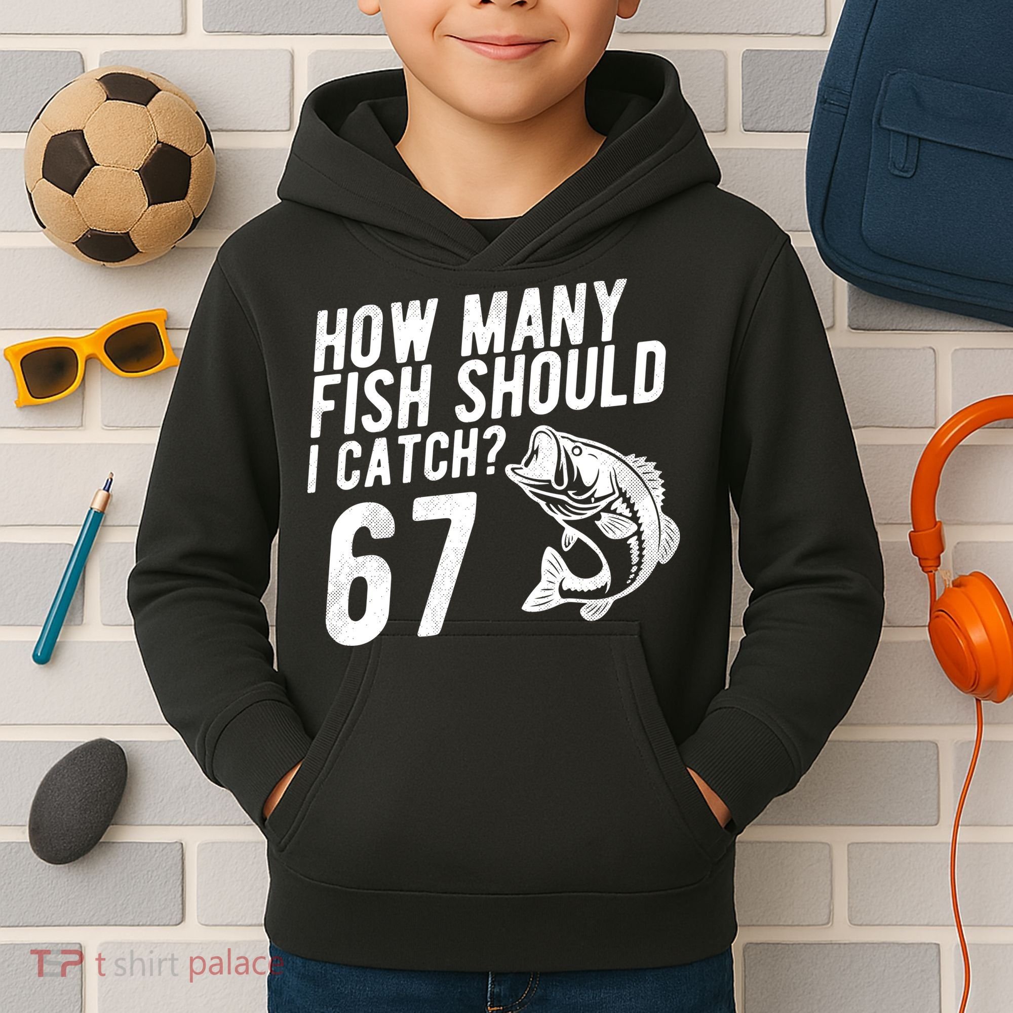 How Many Fish Should I Catch 67 6-7 Meme Funny Kids Hoodie