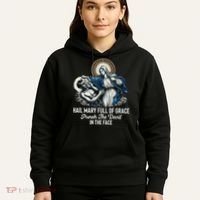 Hail Mary Full Of Grace Punch The Devil In The Face Catholic Hoodie thumb 5