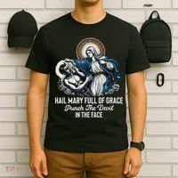 Hail Mary Full Of Grace Punch The Devil In The Face Catholic T-Shirt thumb 6