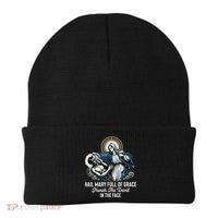 Hail Mary Full Of Grace Punch The Devil In The Face Catholic Beanie thumb 0