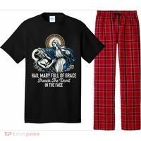 Hail Mary Full Of Grace Punch The Devil In The Face Catholic Pajama Set thumb 0