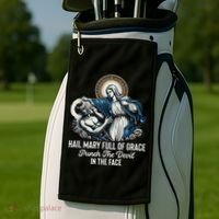Hail Mary Full Of Grace Punch The Devil In The Face Catholic Golf Towel thumb 2