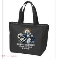 Hail Mary Full Of Grace Punch The Devil In The Face Catholic Tote Bag thumb 3
