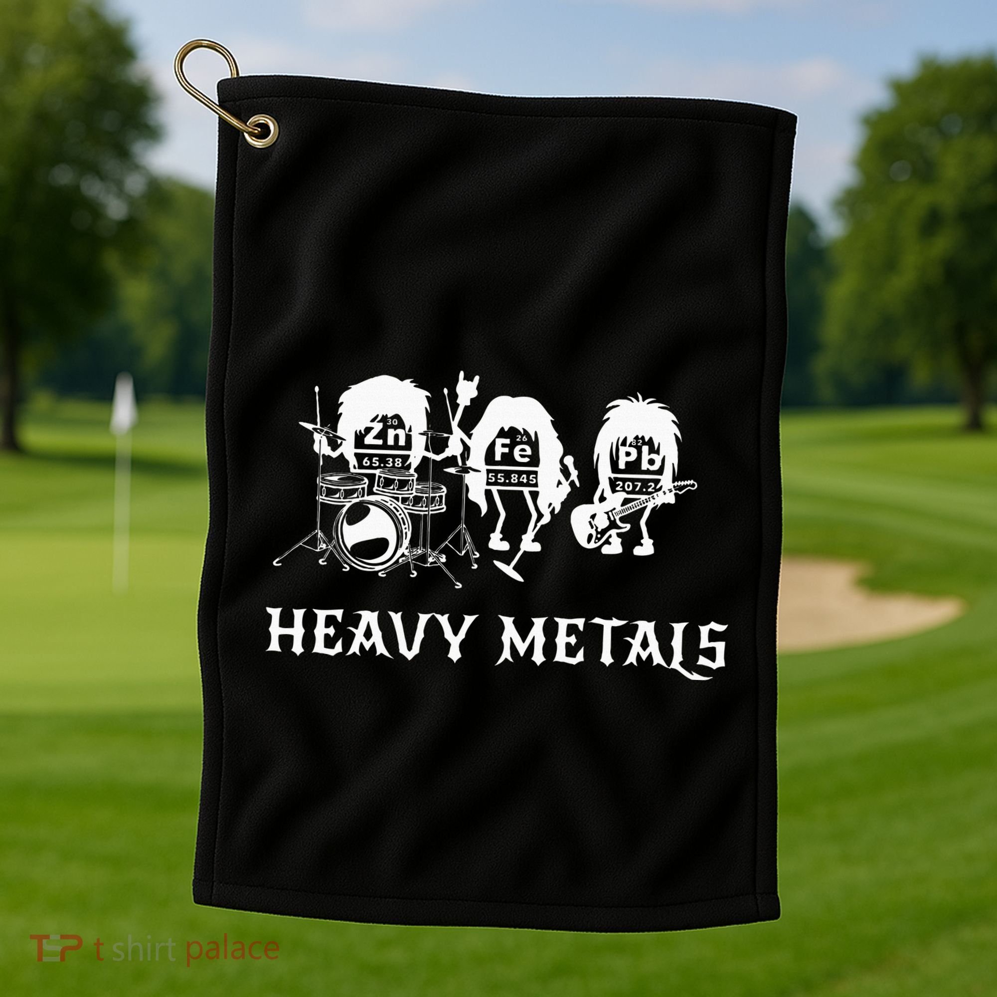 Heavy Metals Funny Chemistry Periodic Table Joke Golf Towel