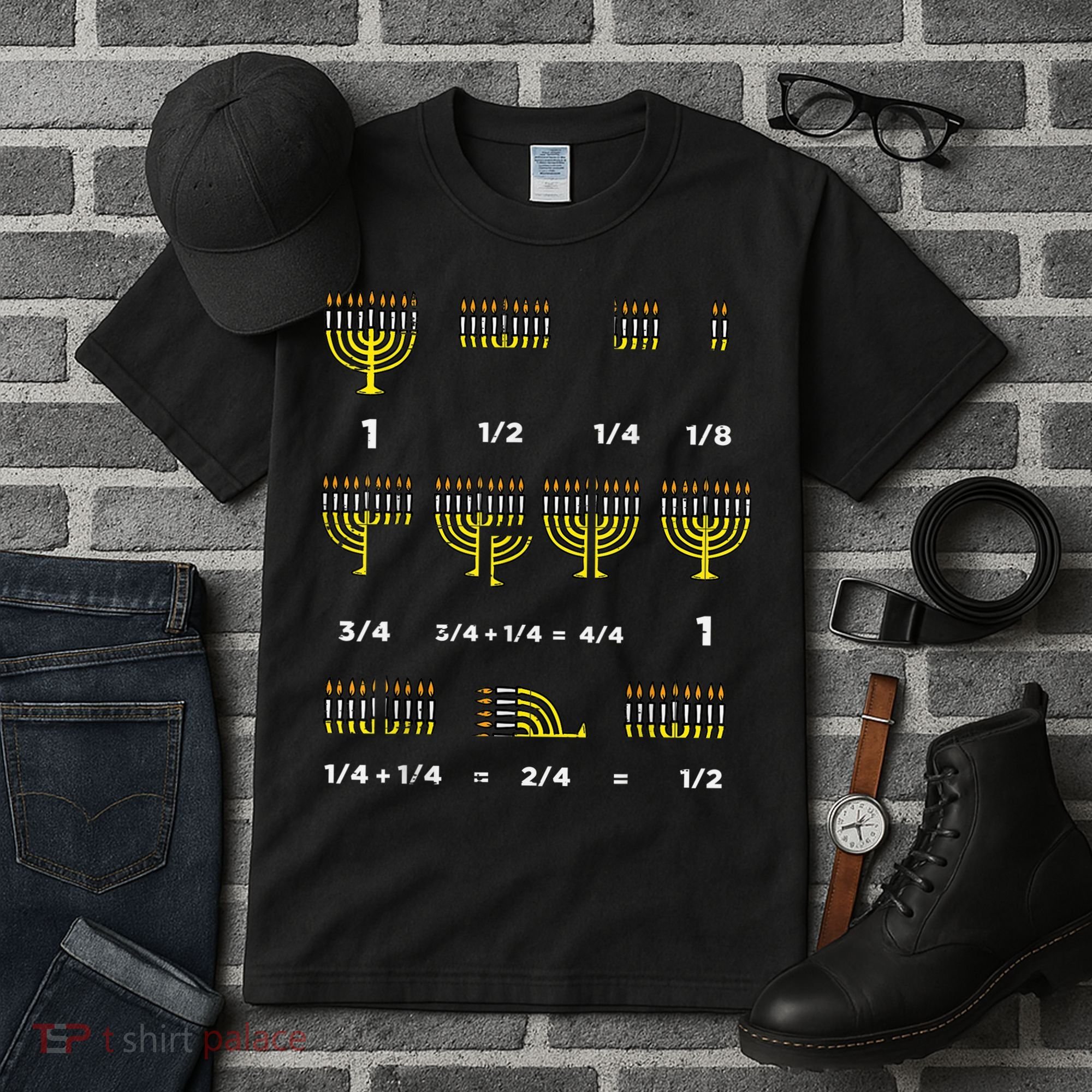 Hanukkah Math Fractions Menorah Chanukah Teacher   Tall T-Shirt