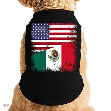Half Mexican Flag Vintage Mexico Usa Gift Doggie Tank