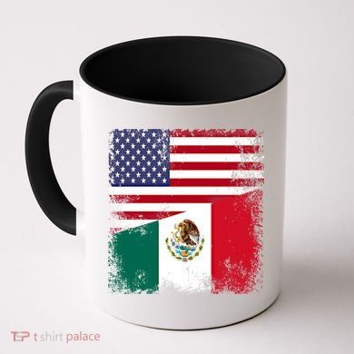 Half Mexican Flag Vintage Mexico Usa Gift Coffee Mug