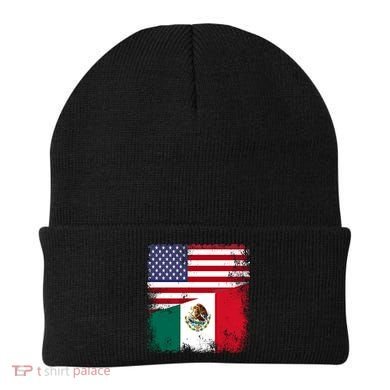 Half Mexican Flag Vintage Mexico Usa Gift Beanie