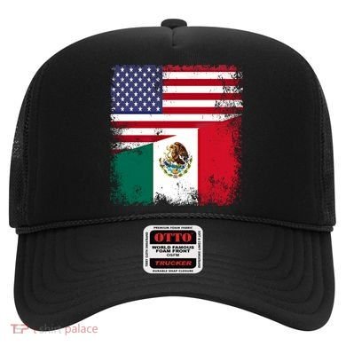 Half Mexican Flag Vintage Mexico Usa Gift Hat