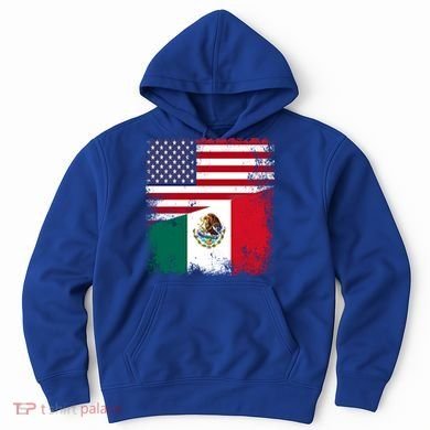 Half Mexican Flag Vintage Mexico Usa Gift Hoodie