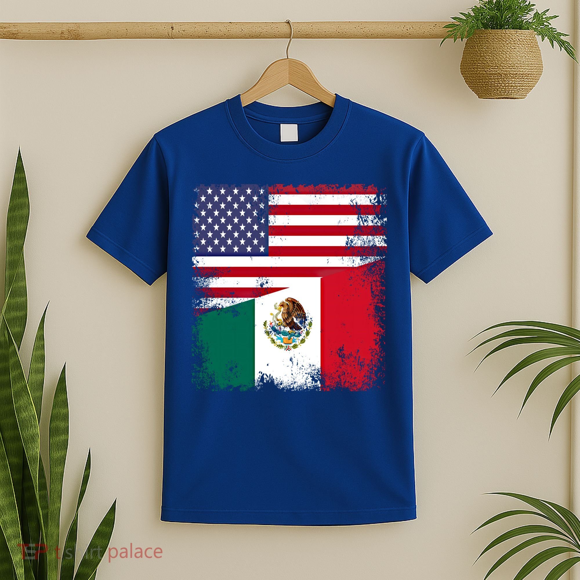 Half Mexican Flag Vintage Mexico Usa Gift T-Shirt