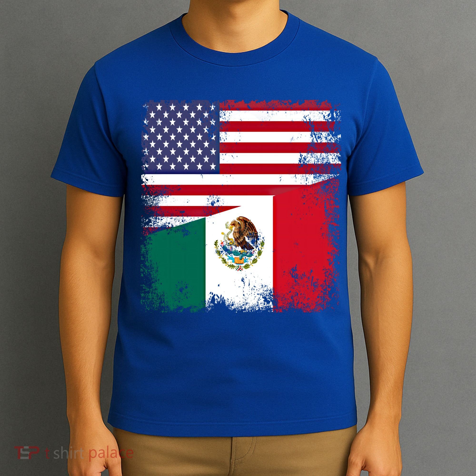 Half Mexican Flag Vintage Mexico Usa Gift T-Shirt
