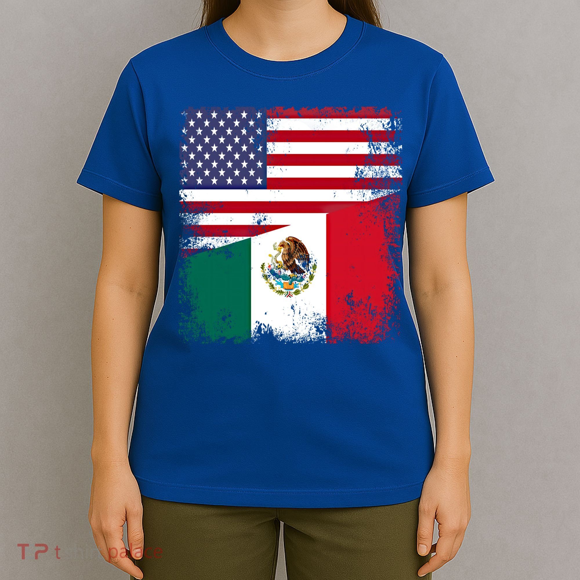 Half Mexican Flag Vintage Mexico Usa Gift T-Shirt