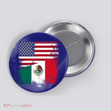 Half Mexican Flag Vintage Mexico Usa Gift Button
