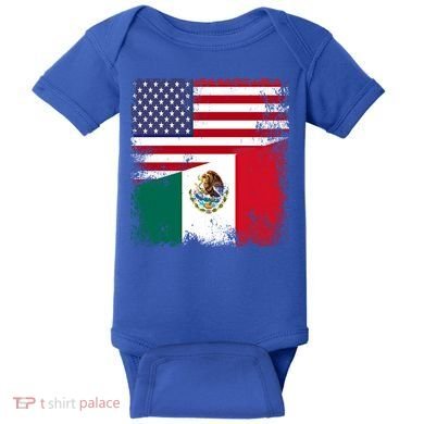 Half Mexican Flag Vintage Mexico Usa Gift Baby Bodysuit