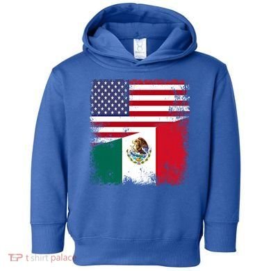 Half Mexican Flag Vintage Mexico Usa Gift Toddler Hoodie