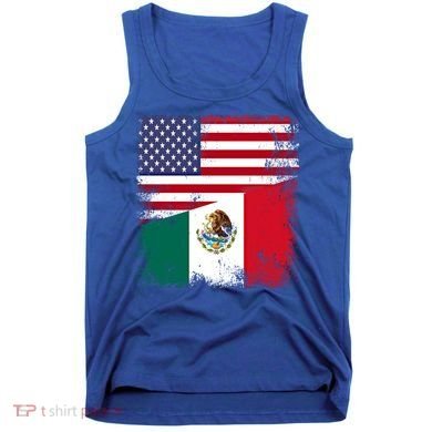 Half Mexican Flag Vintage Mexico Usa Gift Tank Top
