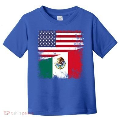 Half Mexican Flag Vintage Mexico Usa Gift Toddler T-Shirt