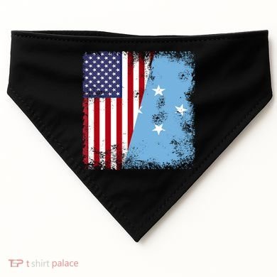 Half Micronesian Flag Vintage Micronesia Usa Gift USA-Made Doggie Bandana