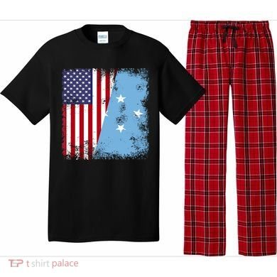 Half Micronesian Flag Vintage Micronesia Usa Gift Pajama Set