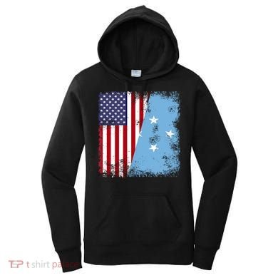 Half Micronesian Flag Vintage Micronesia Usa Gift Women's Hoodie