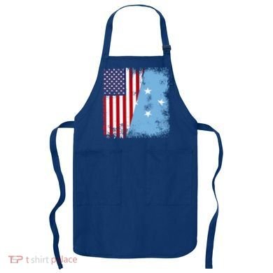 Half Micronesian Flag Vintage Micronesia Usa Gift Apron
