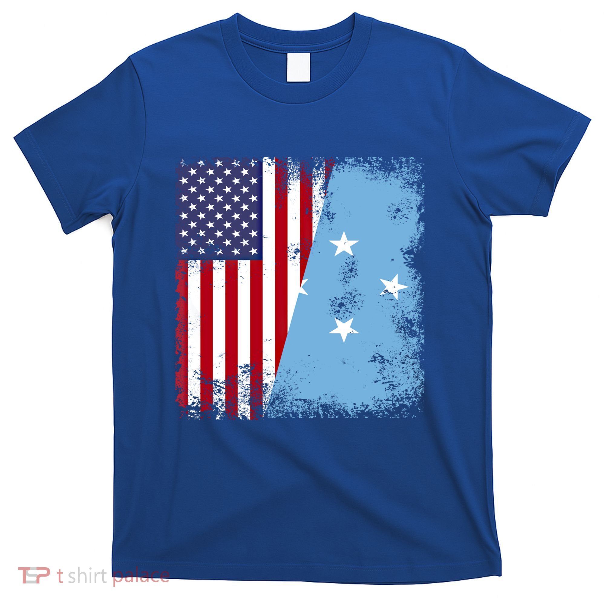 Half Micronesian Flag Vintage Micronesia Usa Gift T-Shirt