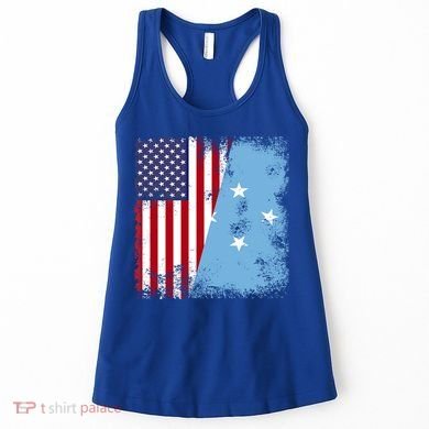Half Micronesian Flag Vintage Micronesia Usa Gift Women's Tank Top
