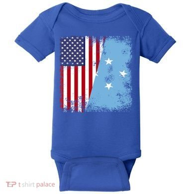 Half Micronesian Flag Vintage Micronesia Usa Gift Baby Bodysuit