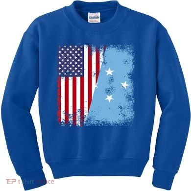 Half Micronesian Flag Vintage Micronesia Usa Gift Kids Sweatshirt