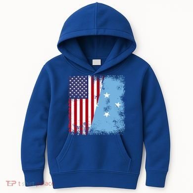 Half Micronesian Flag Vintage Micronesia Usa Gift Kids Hoodie
