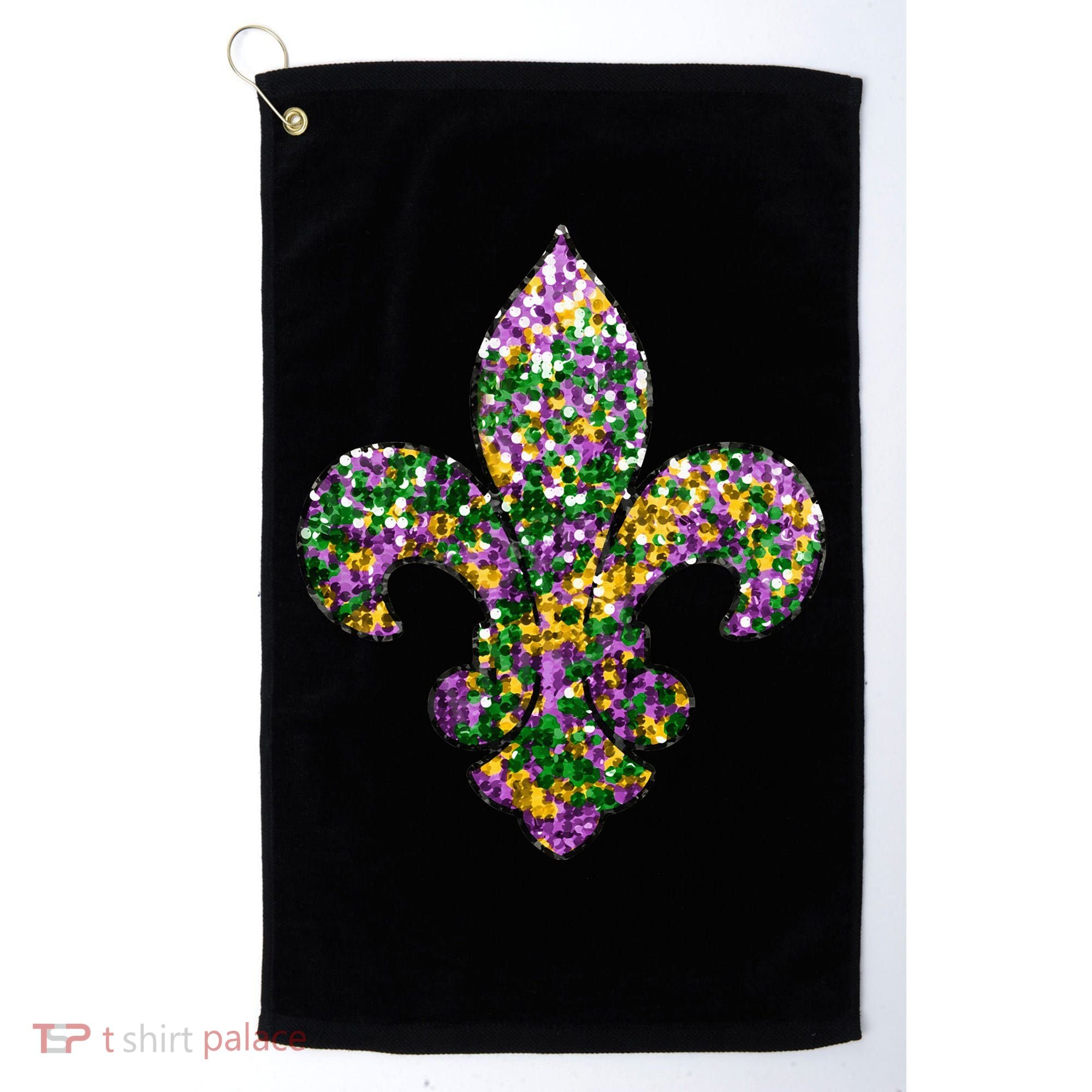 Happy Mardi Gras Carnival Fat Tuesday Fleur De Lis Golf Towel
