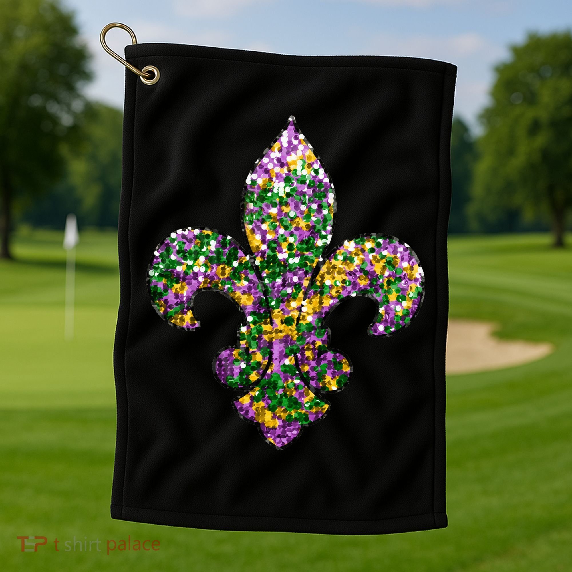 Happy Mardi Gras Carnival Fat Tuesday Fleur De Lis Golf Towel