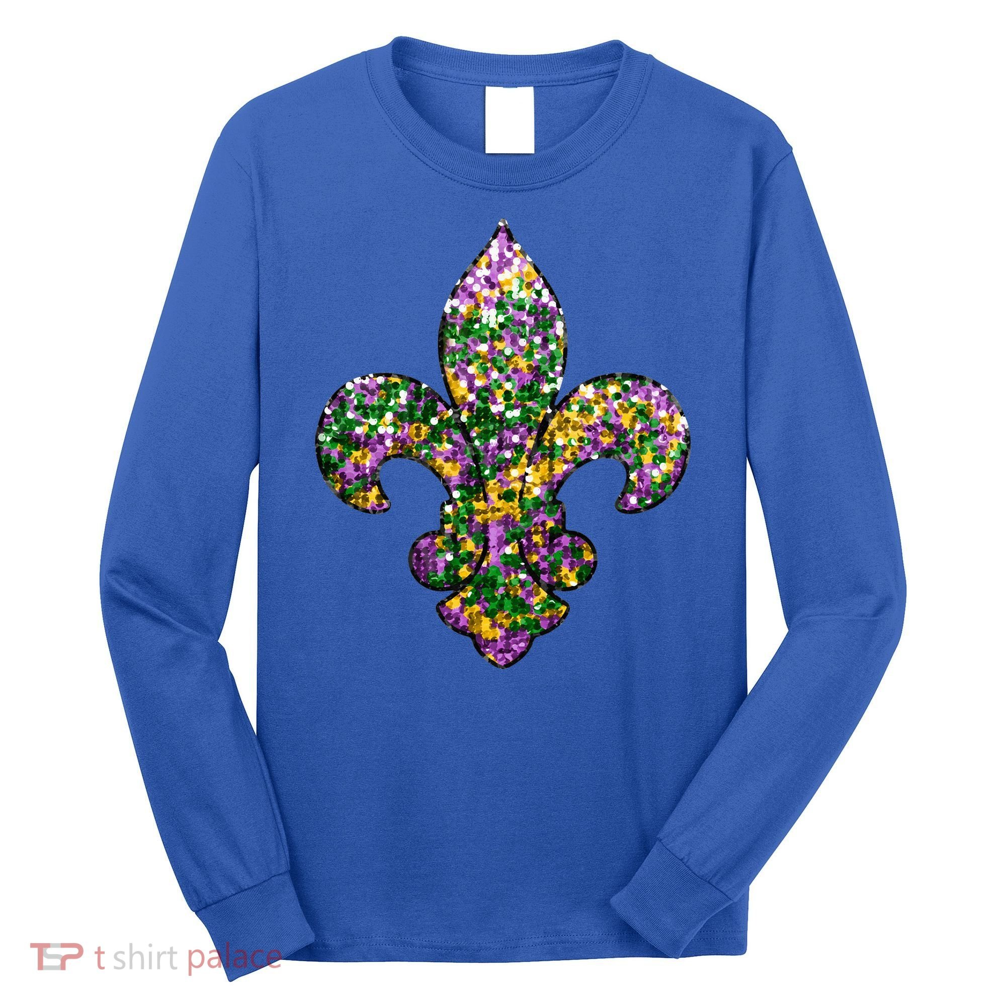 Happy Mardi Gras Carnival Fat Tuesday Fleur De Lis Long Sleeve Shirt