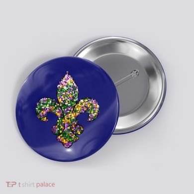 Happy Mardi Gras Carnival Fat Tuesday Fleur De Lis Button