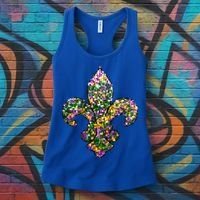 Happy Mardi Gras Carnival Fat Tuesday Fleur De Lis Women's Tank Top thumb 3