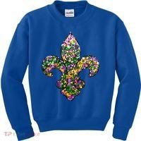 Happy Mardi Gras Carnival Fat Tuesday Fleur De Lis Kids Sweatshirt thumb 0