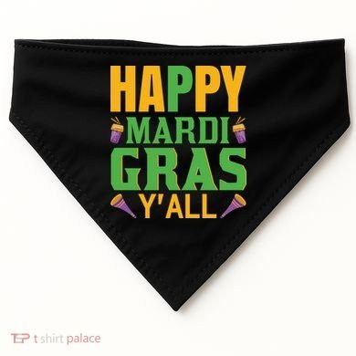 Happy Mardi Gras Ya'll USA-Made Doggie Bandana