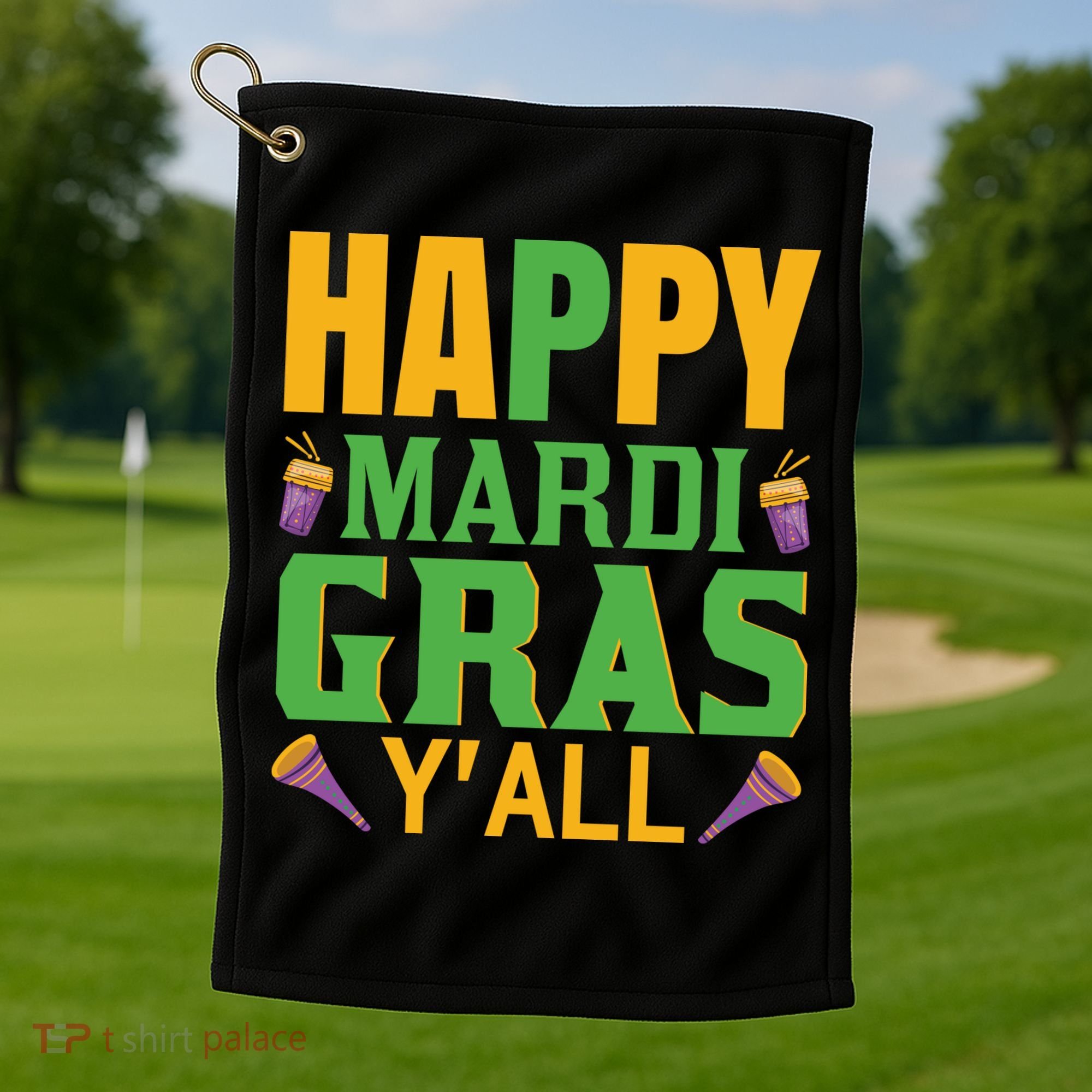 Happy Mardi Gras Ya'll Golf Towel