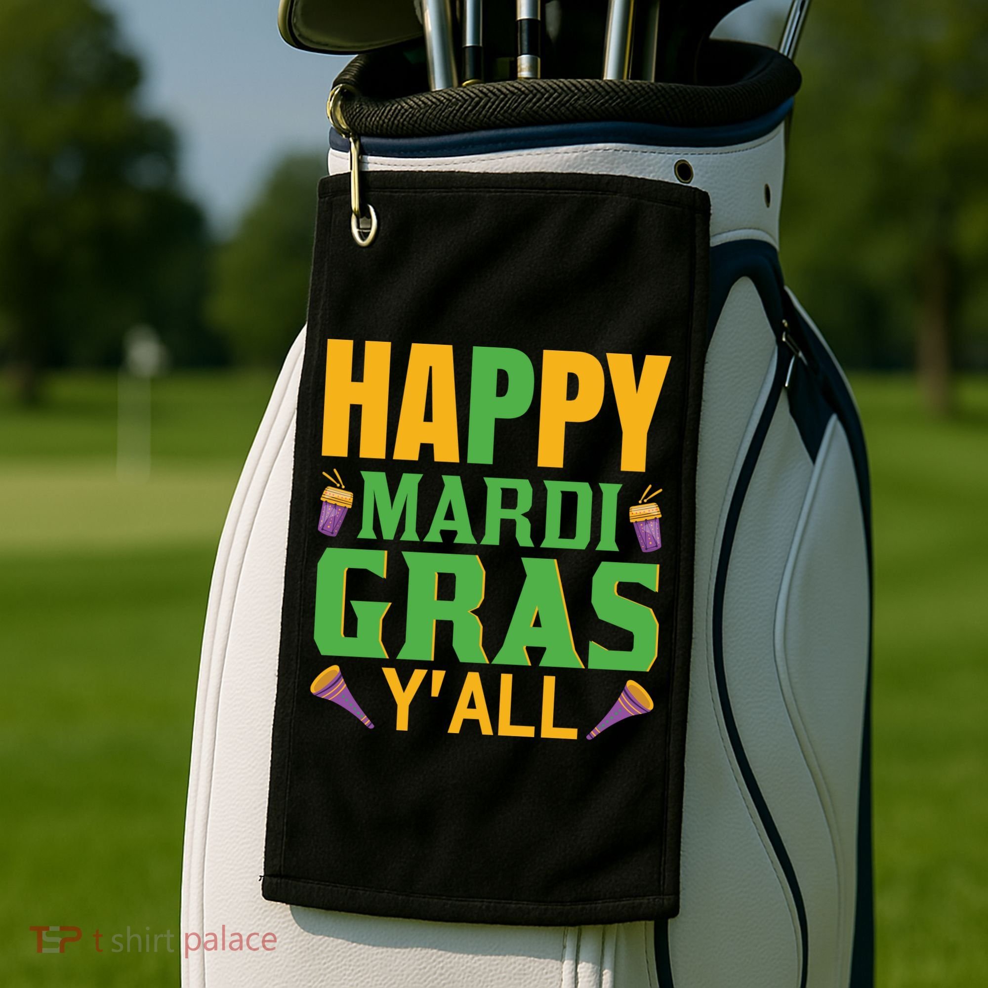 Happy Mardi Gras Ya'll Golf Towel