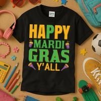 Happy Mardi Gras Ya'll Kids T-Shirt thumb 3